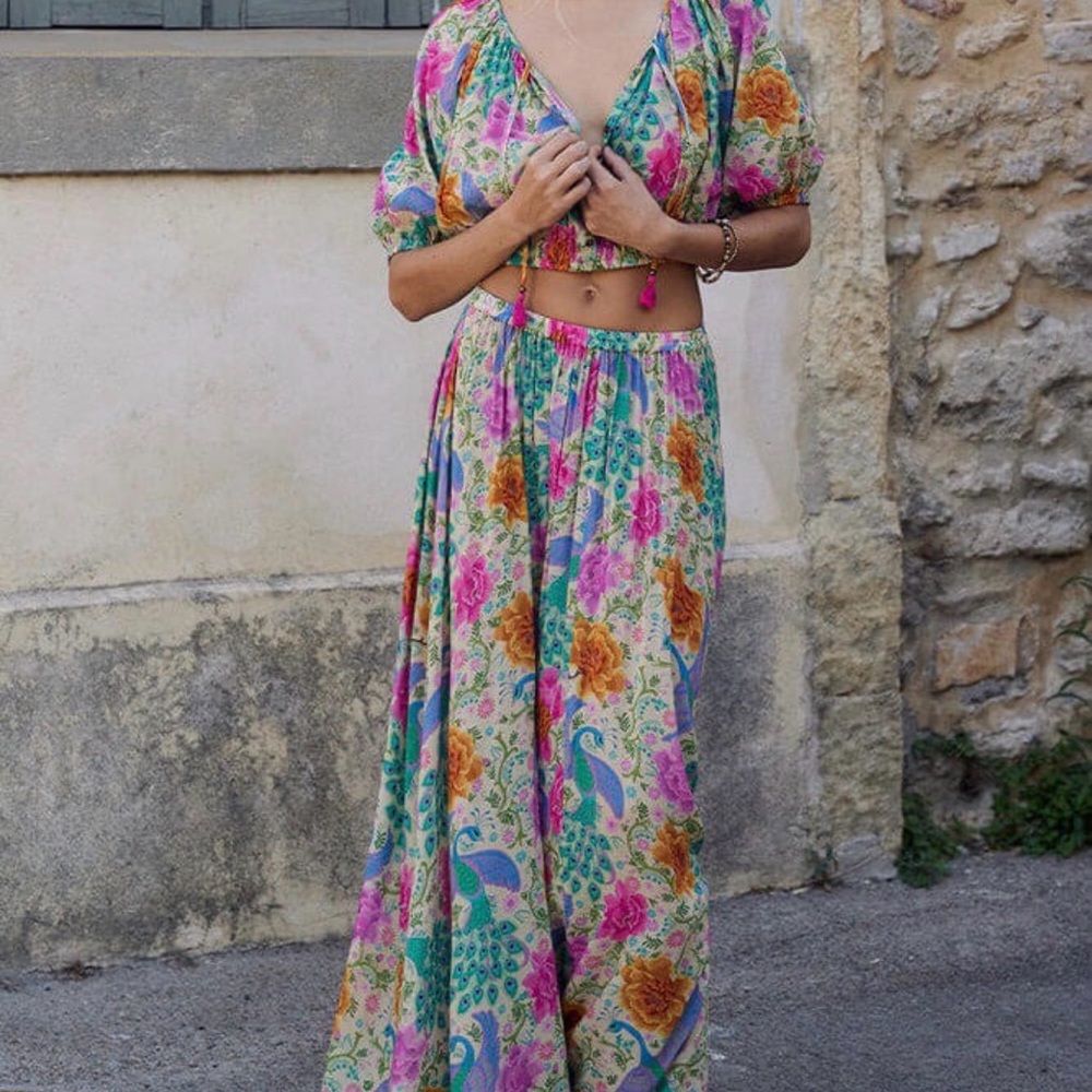 Spell Boheme Colorful Floral Maxi Skirt